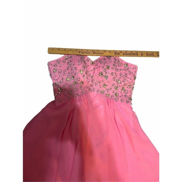 #3645 Womans Pink strapless shor prom party evening date dress Size M - Picture 4 of 11